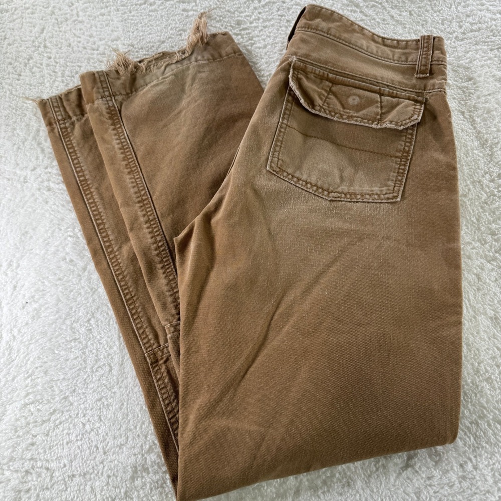 Eddie Bauer Pants Men's 34x32 Brown Canvas‎ Tan Beige Work Khaki Double Knee